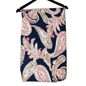 Lands End Home Blue Pink Paisley 400 Ct Supima Cotton Full Queen Duvet Cover T3